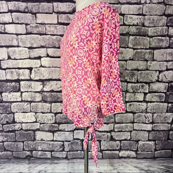 Chico's Multicolored 3/4 Sleeve Lightweight Pullover Sweater Size M - Picture 3 of 8